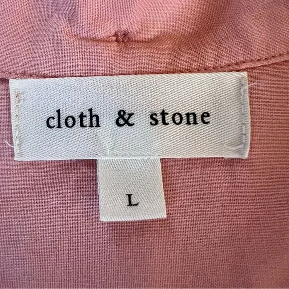 Anthropologie Cloth & Stone Pink Button-Up Long Sleeve Tie Shirt Blouse SZ L - Picture 7 of 16